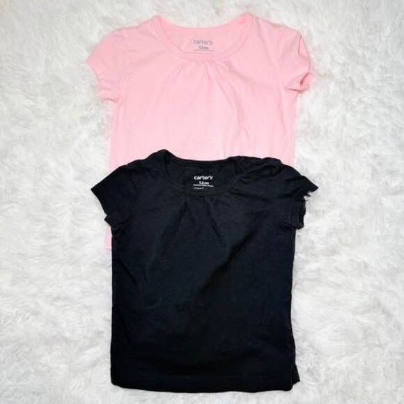 Carter's Other - Toddler Girl Outfit Bundle 12M Pink Black Tops Carter’s (2 Piece Set)